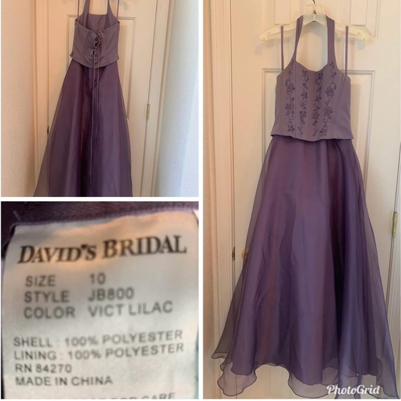 David's Bridal Gray Halter Gown for Weddings - Picture 1 of 1